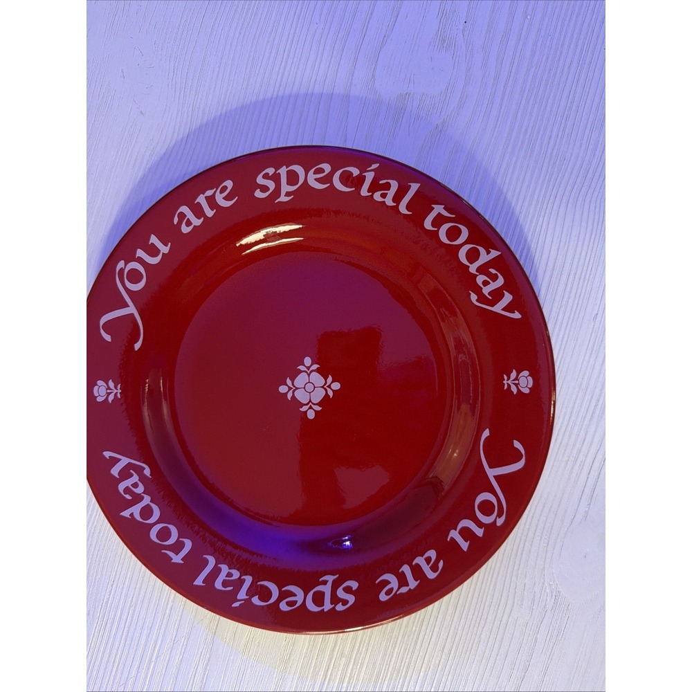 The Original Red Plate Co Dinner Plate You Are Special Today Red 10.5" Excellent - Picture 6 of 6